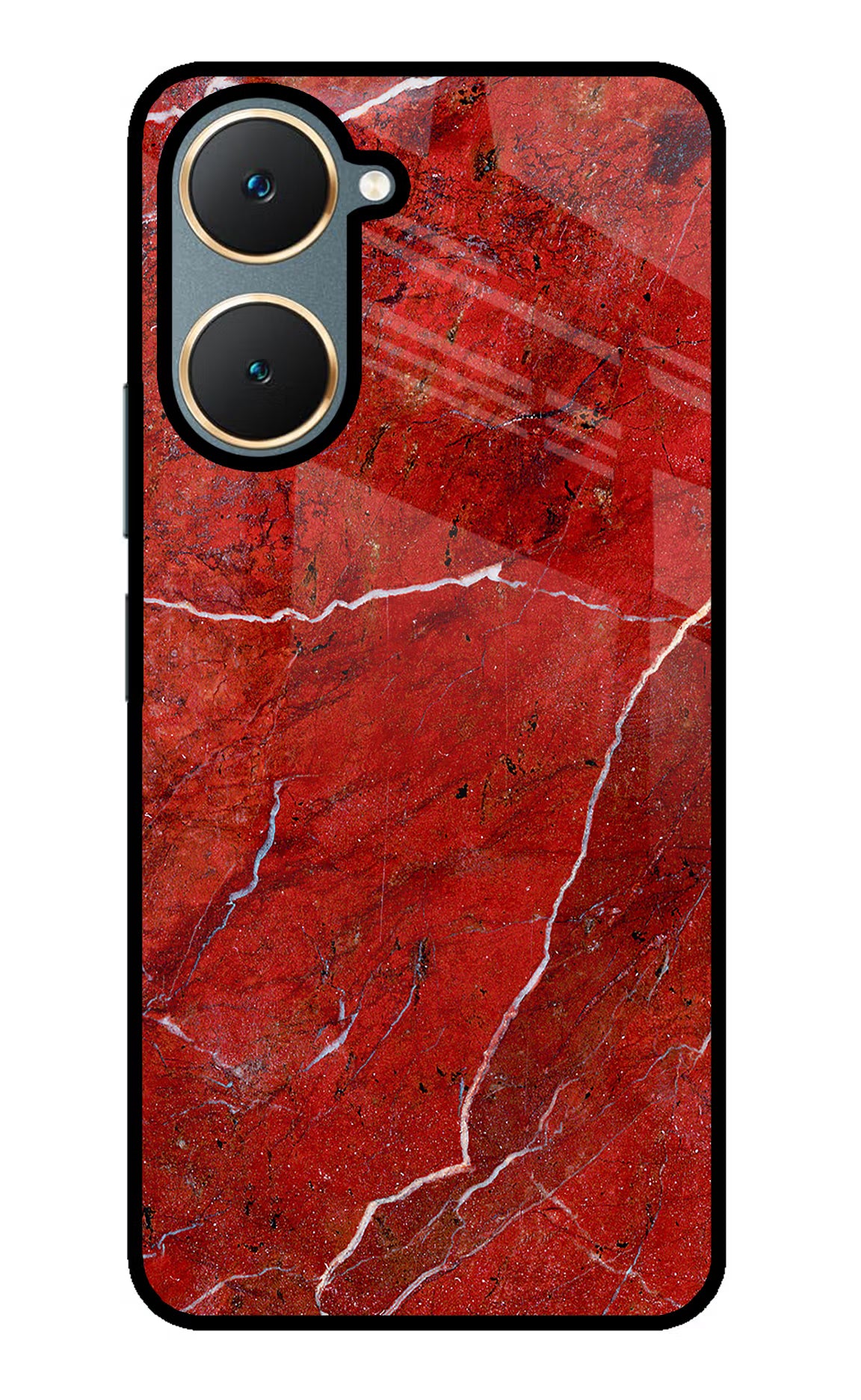 Red Marble Design Vivo Y18/Y18e Glass Case Back Cover by Casekaro