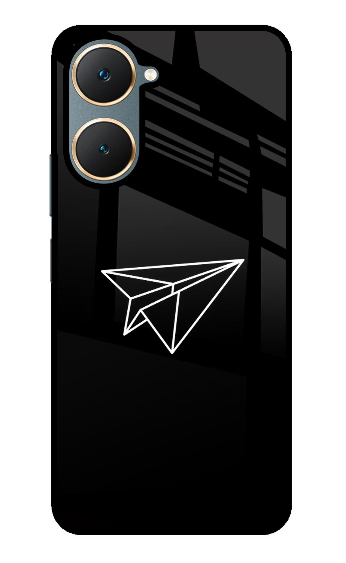 Paper Plane White Vivo Y18/Y18e Glass Case Back Cover by Casekaro