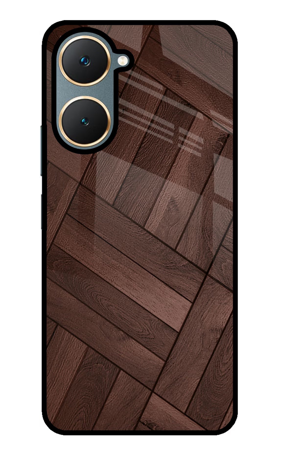 Wooden Texture Design Vivo Y18/Y18e Glass Case