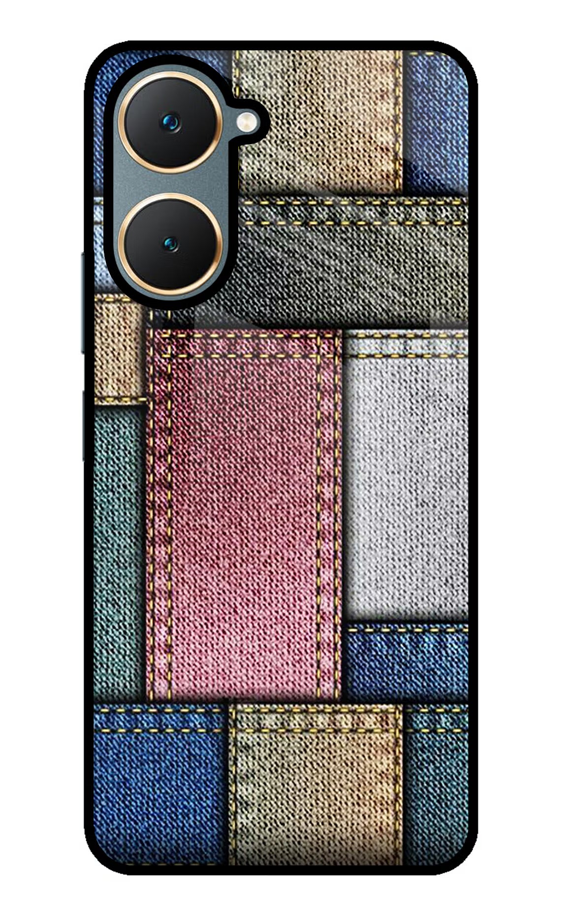 Multicolor Jeans Vivo Y18/Y18e Glass Case Back Cover by Casekaro