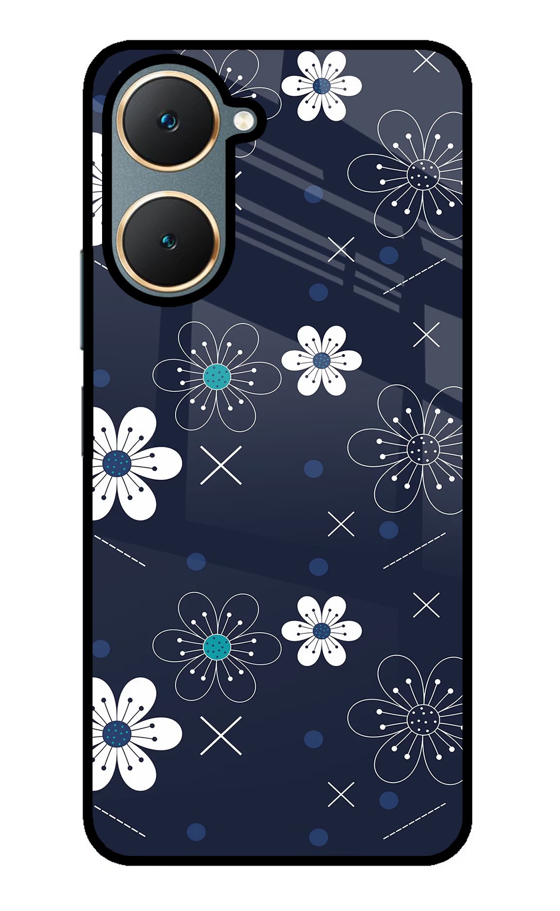 Flowers Vivo Y18/Y18e Glass Case Back Cover by Casekaro
