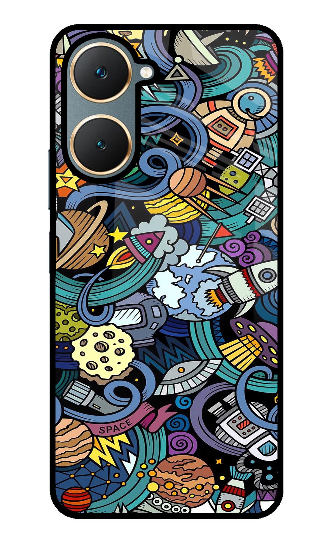 Space Abstract Vivo Y18/Y18e Glass Case Back Cover by Casekaro