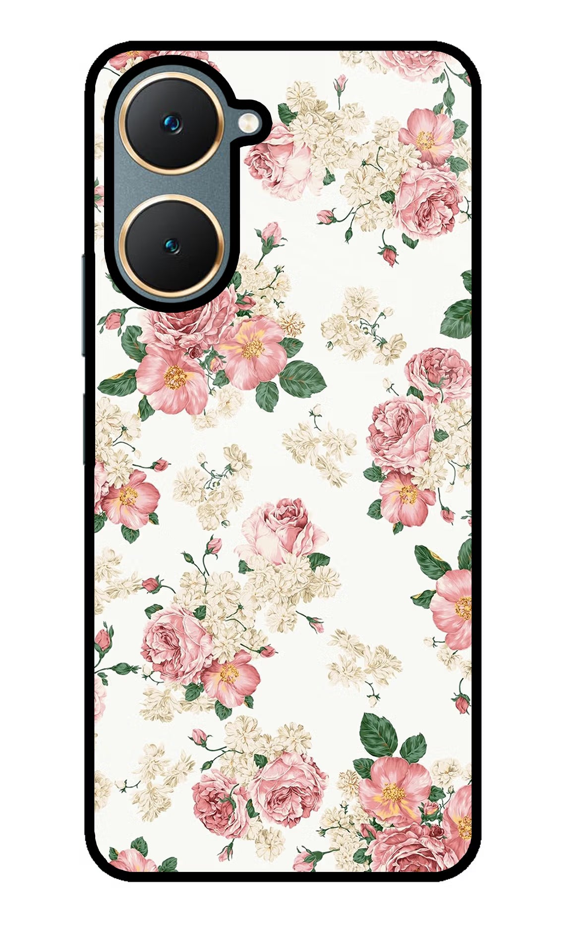 Flowers Vivo Y18/Y18e Glass Case Back Cover by Casekaro