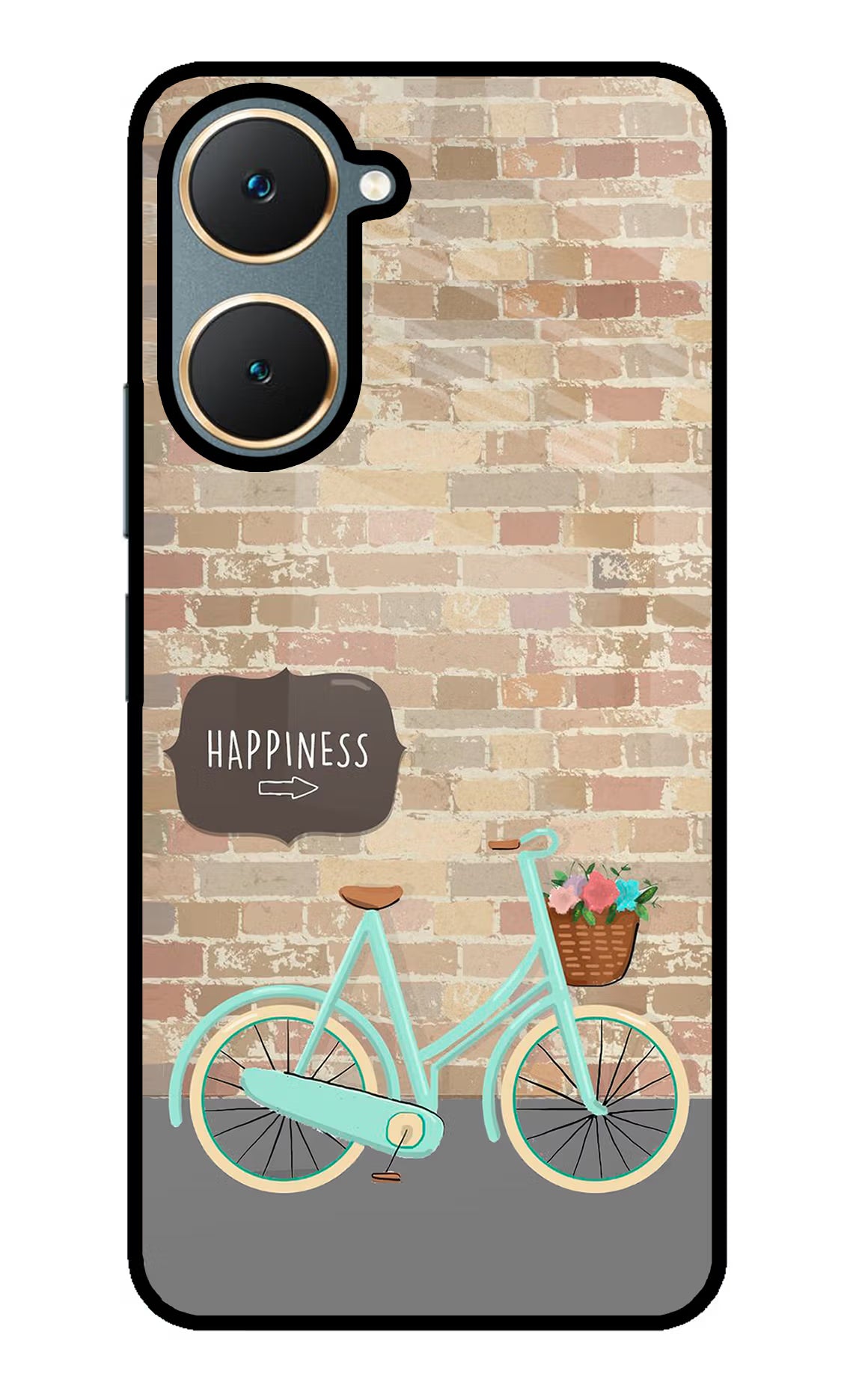 Happiness Artwork Vivo Y18/Y18e Glass Case Back Cover by Casekaro