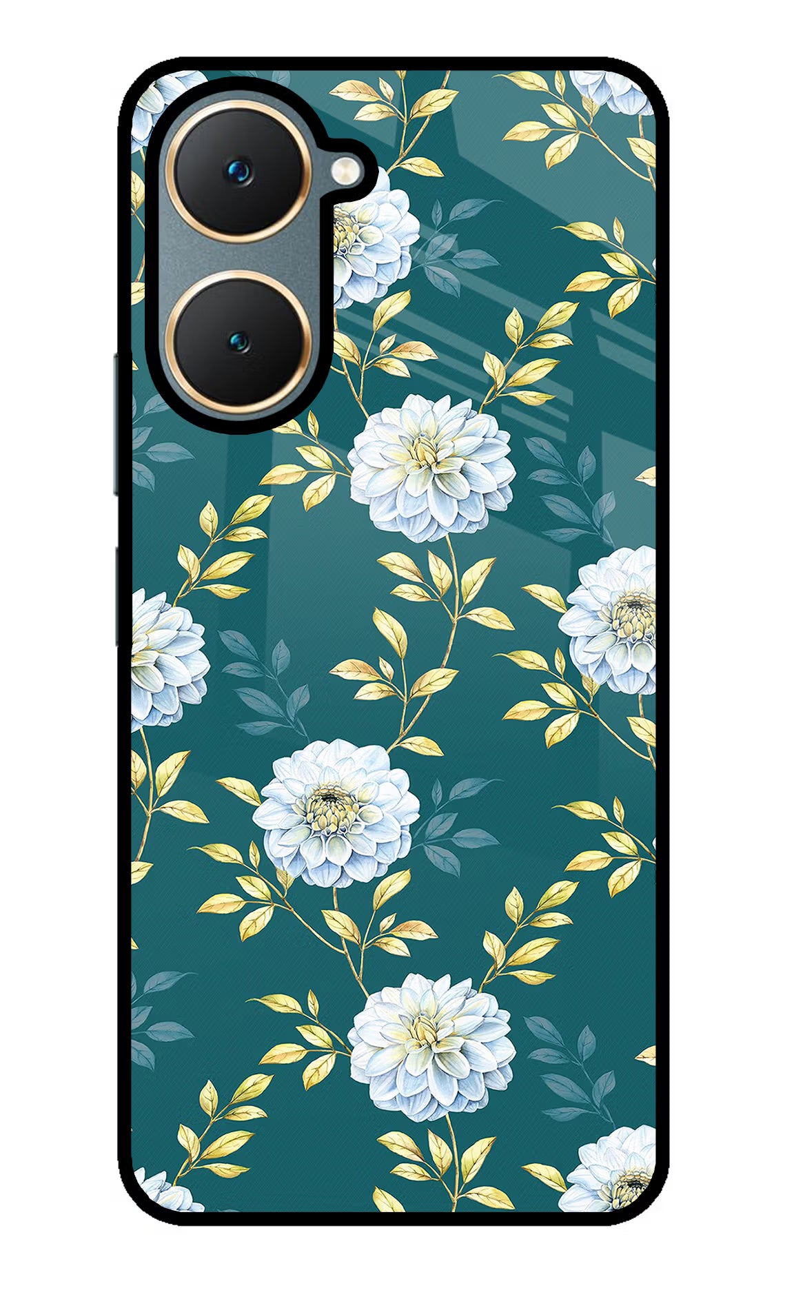 Flowers Vivo Y18/Y18e Glass Case Back Cover by Casekaro