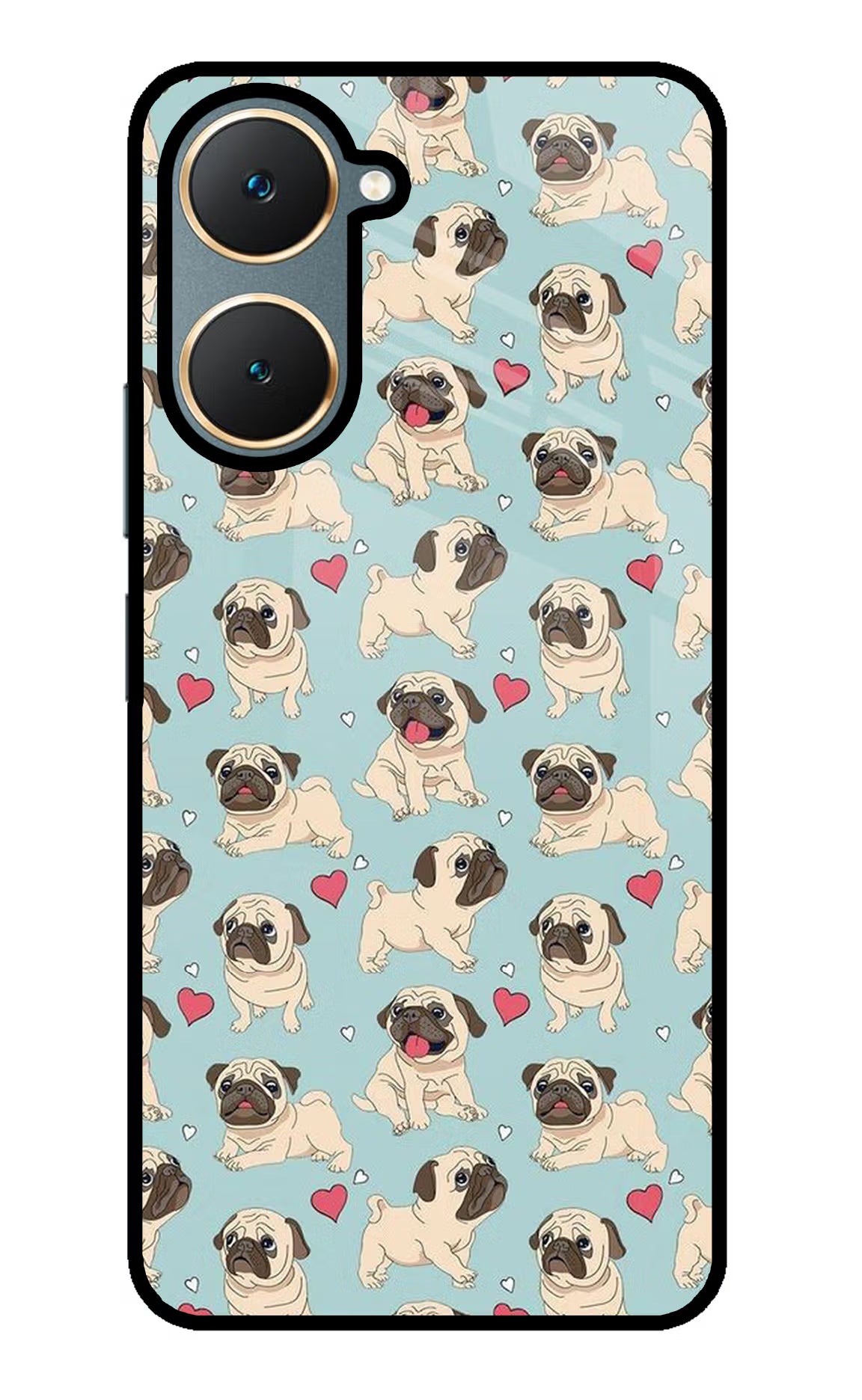 Pug Dog Vivo Y18/Y18e Glass Case Back Cover by Casekaro