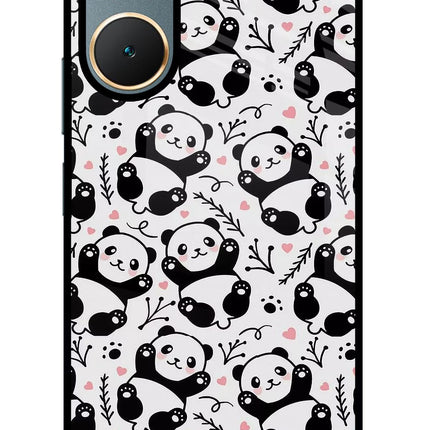 Cute Panda Vivo Y18/Y18e Glass Case Back Cover by Casekaro
