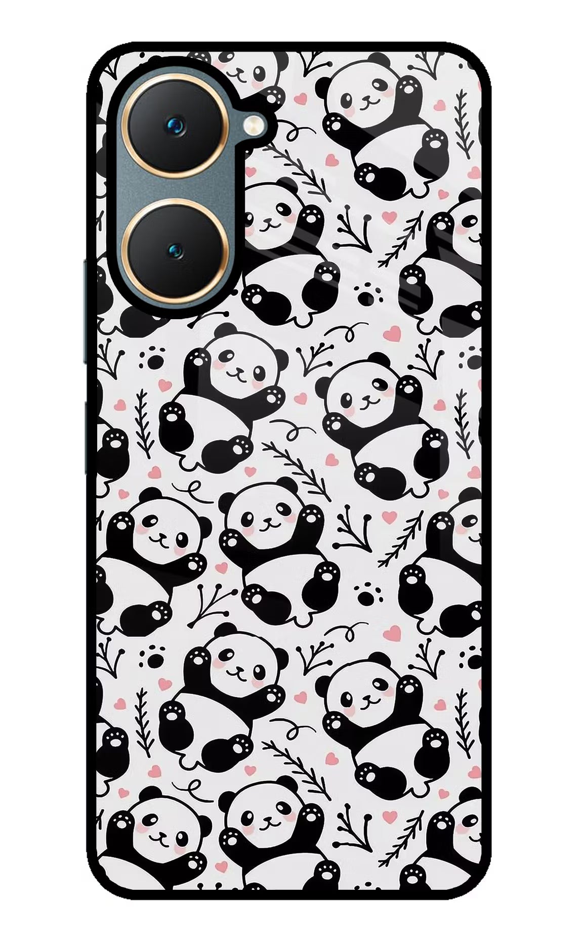 Cute Panda Vivo Y18/Y18e Glass Case Back Cover by Casekaro