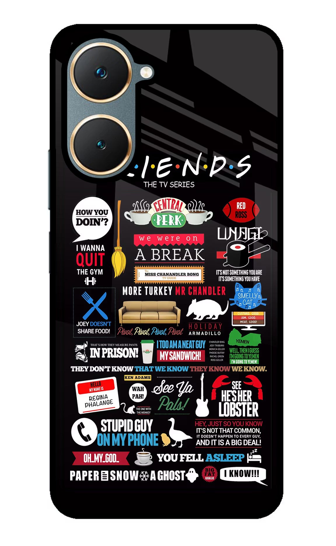 FRIENDS Vivo Y18/Y18e Glass Case Back Cover by Casekaro