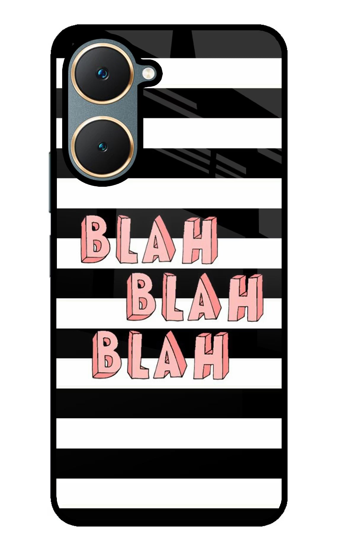 Blah Blah Blah Vivo Y18/Y18e Glass Case Back Cover by Casekaro