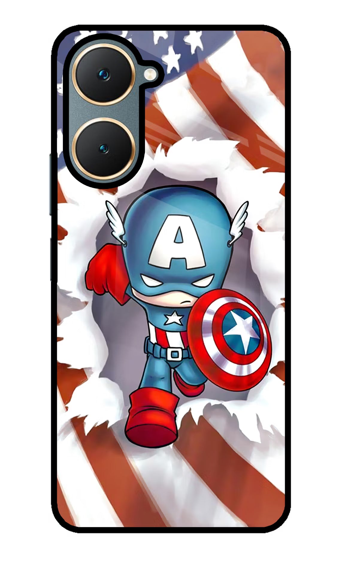 Captain America Vivo Y18/Y18e Glass Case Back Cover by Casekaro