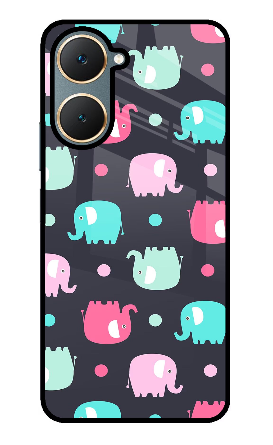 Elephants Vivo Y18/Y18e Glass Case Back Cover by Casekaro
