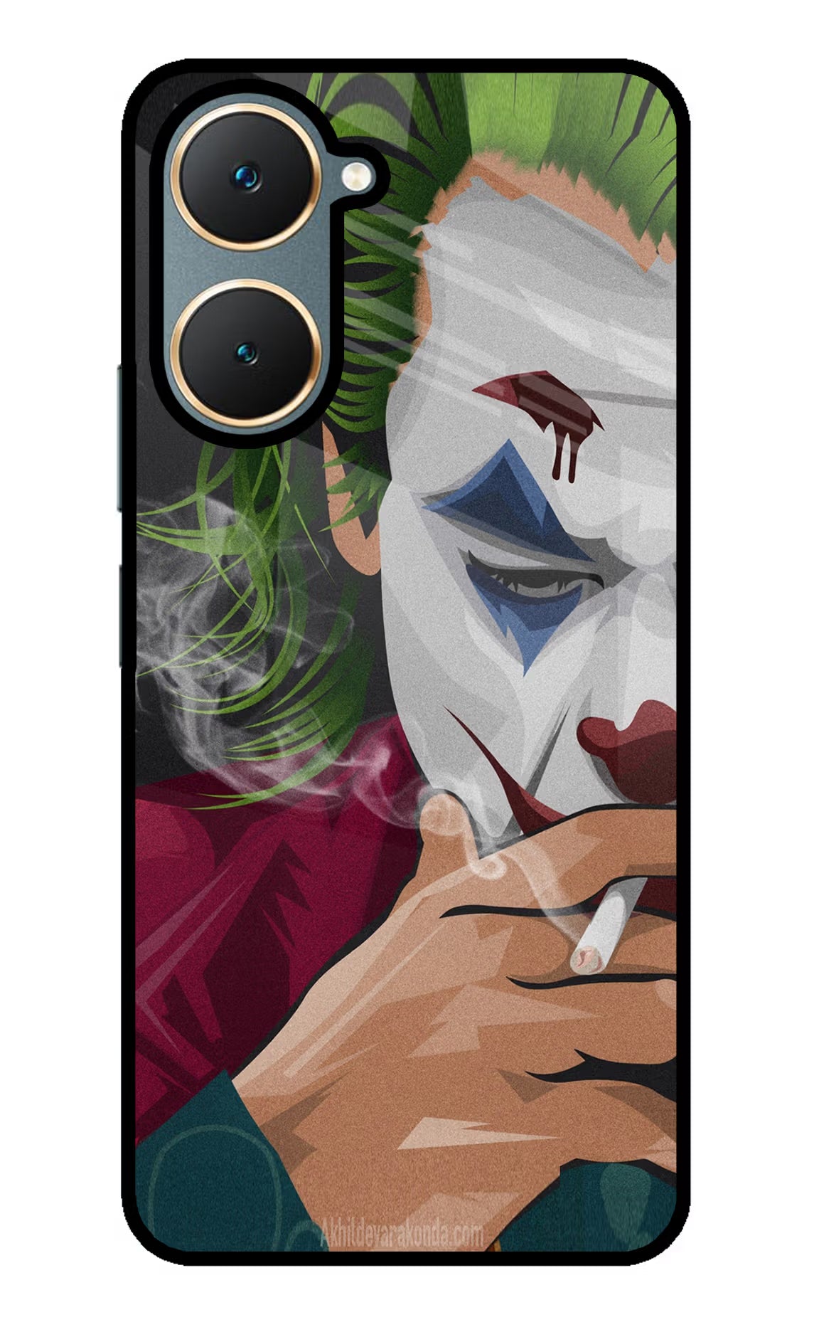 Joker Smoking Vivo Y18/Y18e Glass Case Back Cover by Casekaro