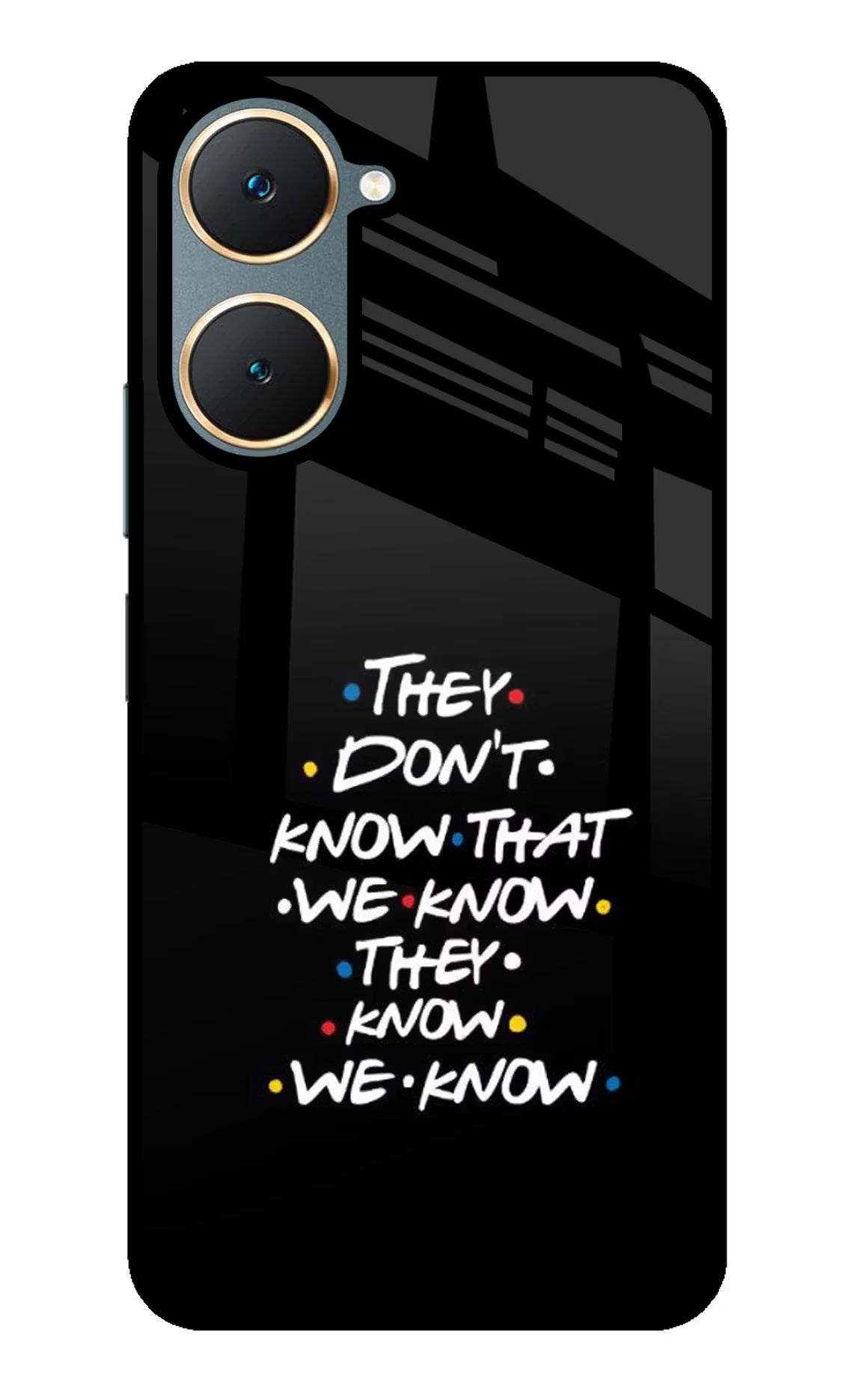 FRIENDS Dialogue Vivo Y18/Y18e Glass Case Back Cover by Casekaro