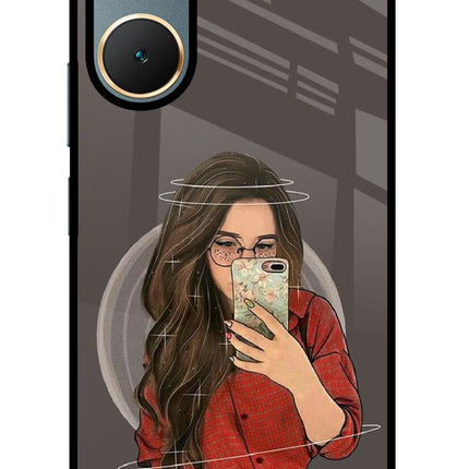 Selfie Queen Vivo Y18/Y18e Glass Case Back Cover by Casekaro