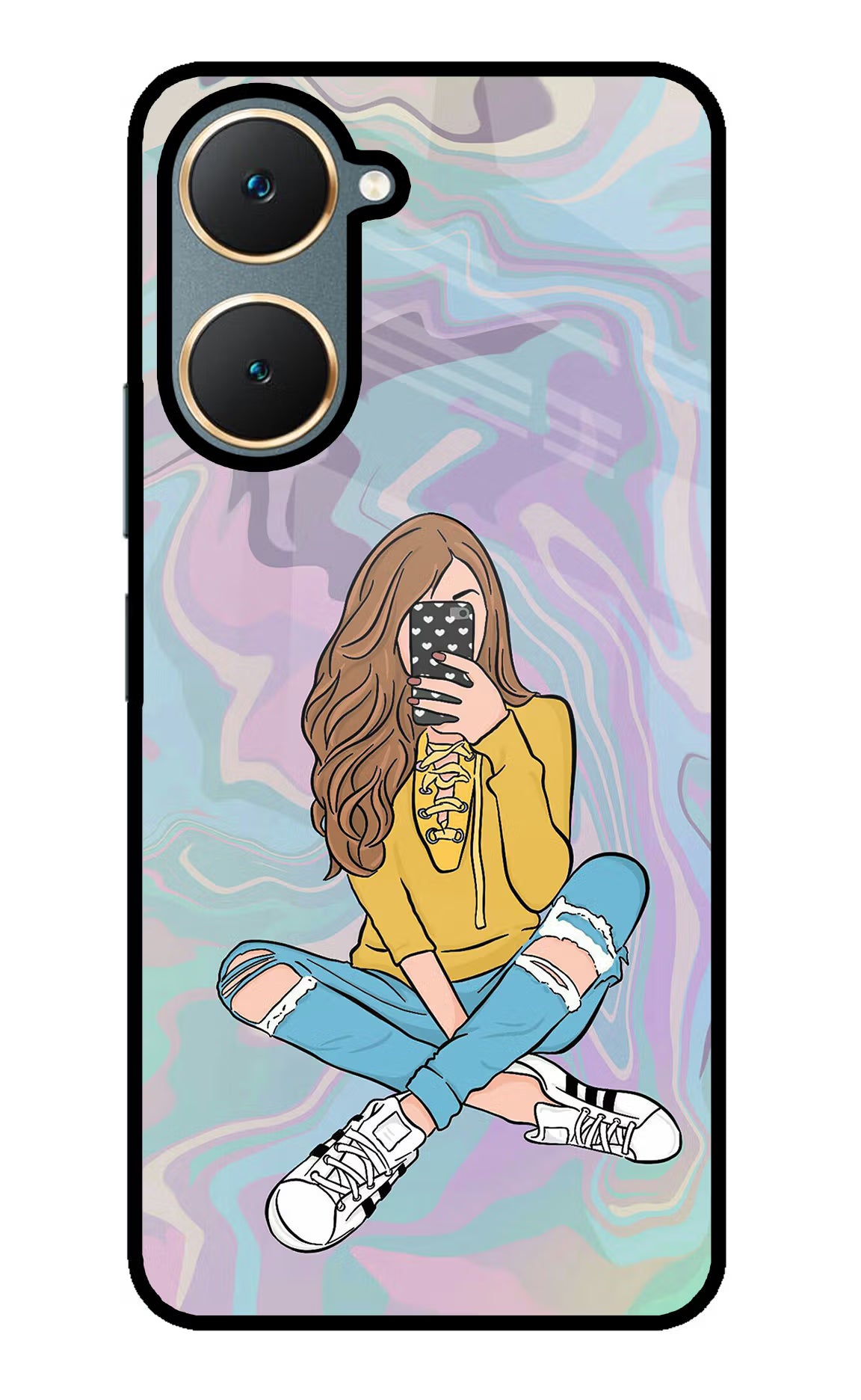 Selfie Girl Vivo Y18/Y18e Glass Case Back Cover by Casekaro