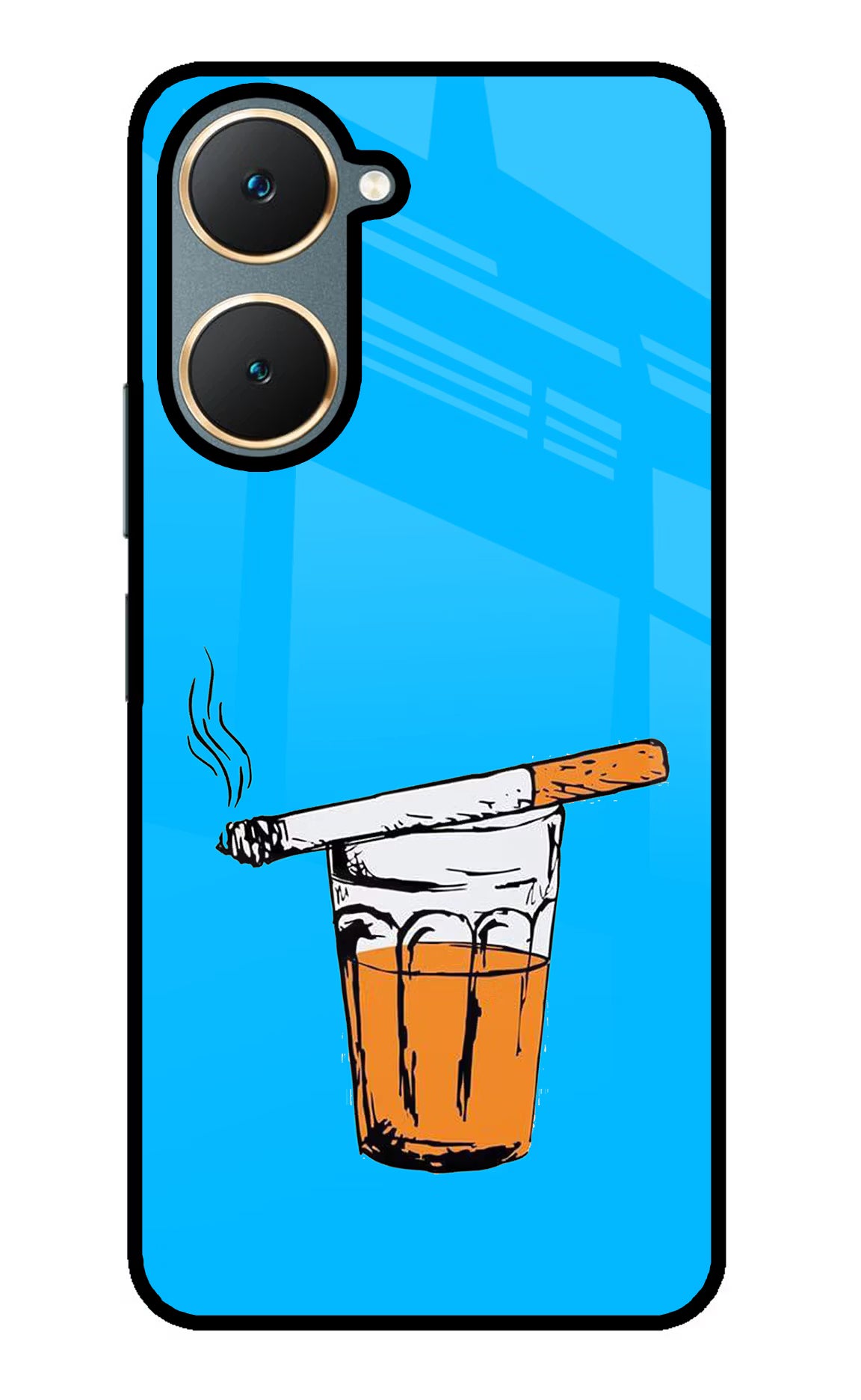 Chai Sutta Vivo Y18/Y18e Glass Case Back Cover by Casekaro