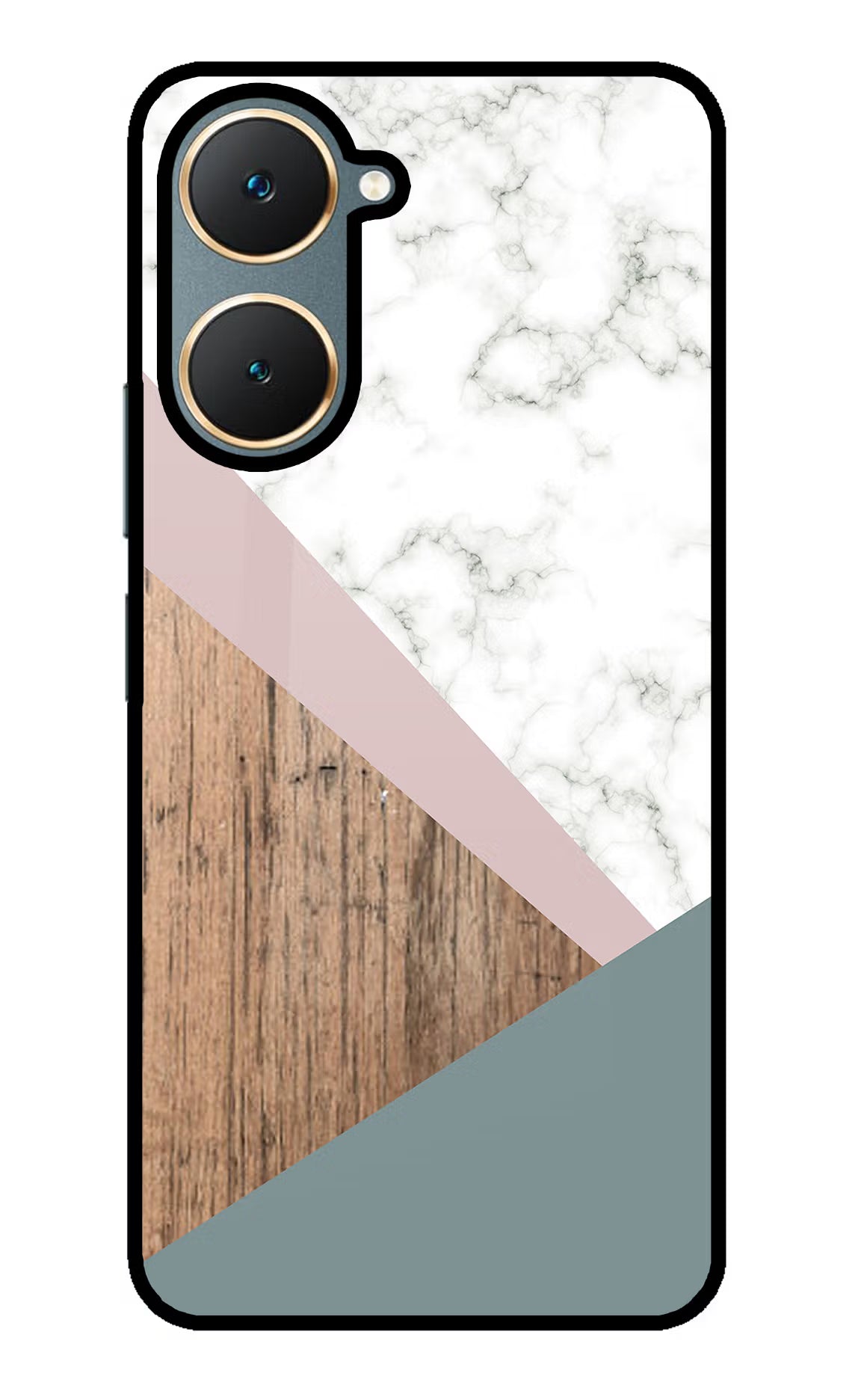 Marble wood Abstract Vivo Y18/Y18e Glass Case Back Cover by Casekaro