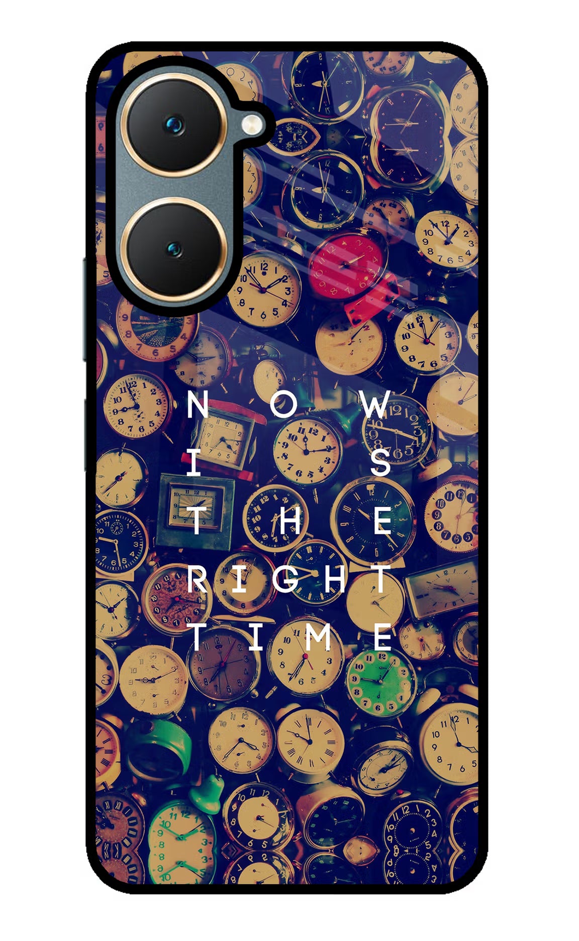 Now is the Right Time Quote Vivo Y18/Y18e Glass Case Back Cover by Casekaro