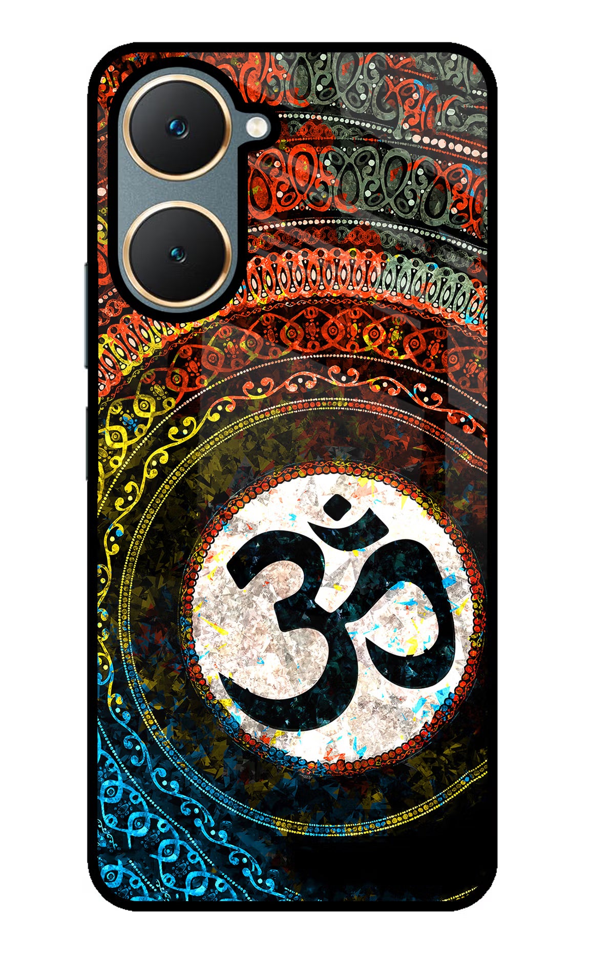Om Cultural Vivo Y18/Y18e Glass Case Back Cover by Casekaro