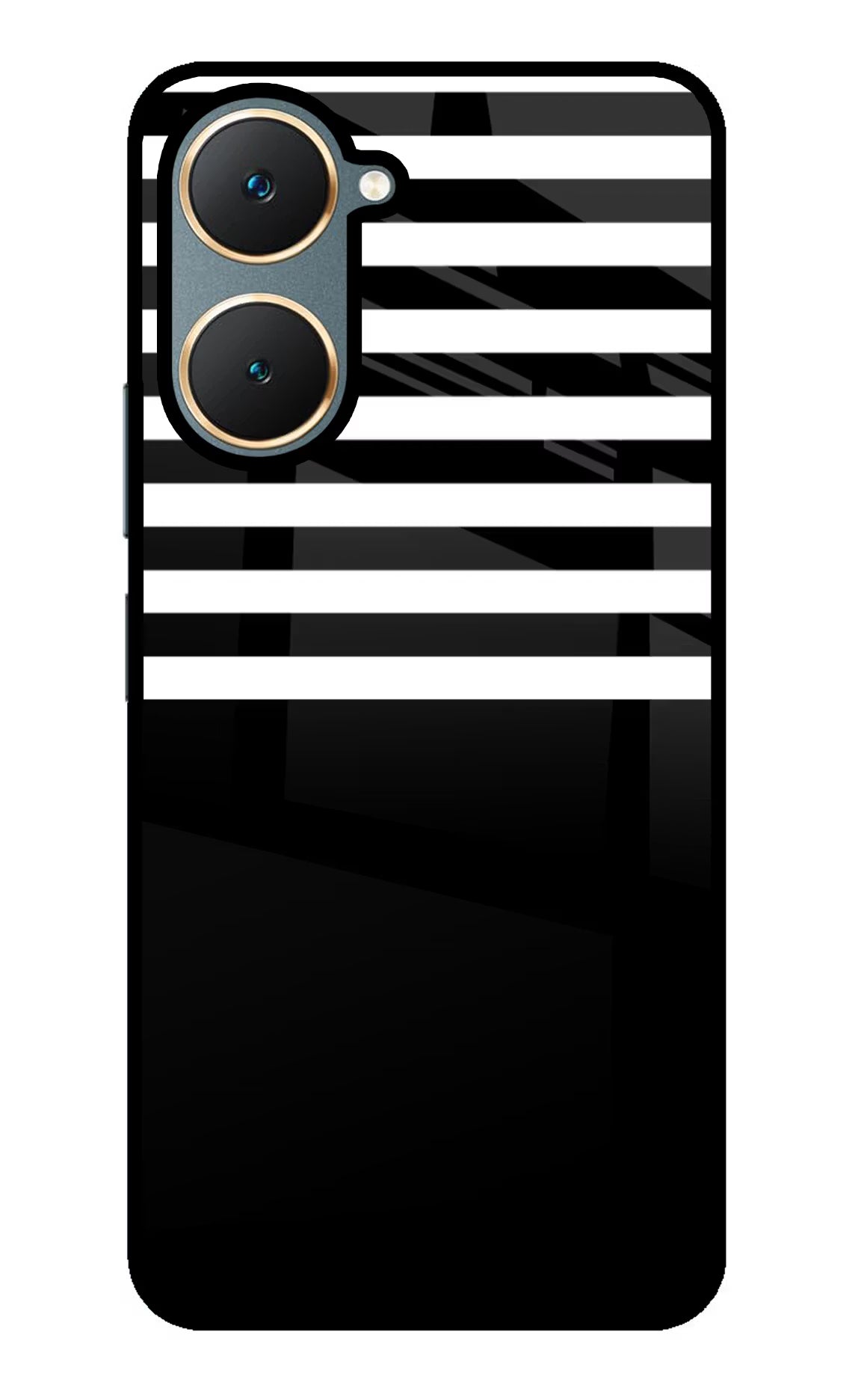 Black and White Print Vivo Y18/Y18e Glass Case Back Cover by Casekaro