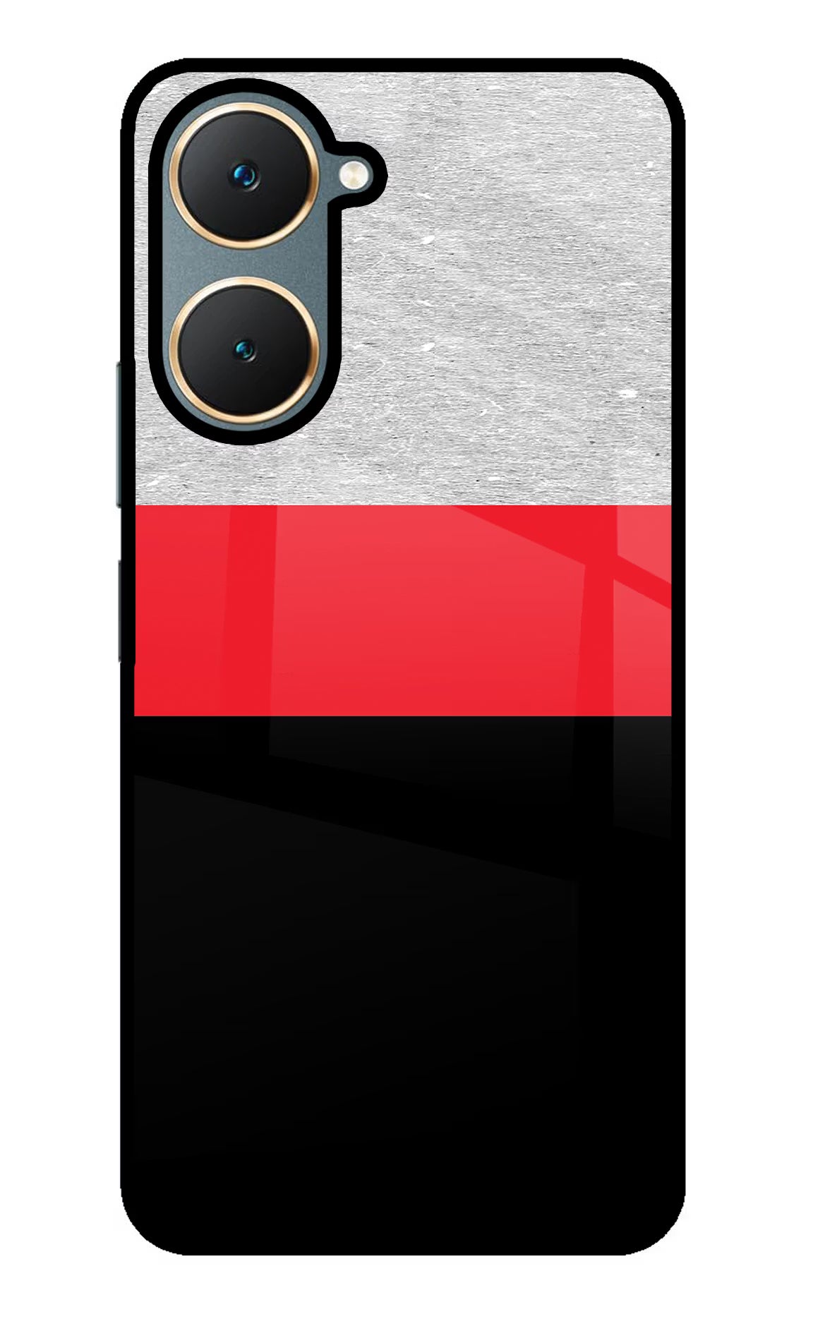 Tri Color Pattern Vivo Y18/Y18e Glass Case Back Cover by Casekaro