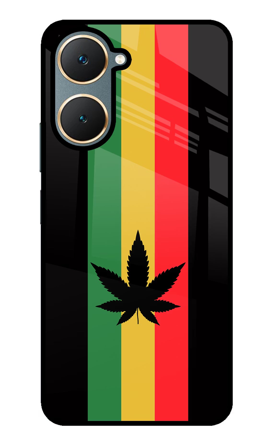 Weed Flag Vivo Y18/Y18e Glass Case Back Cover by Casekaro