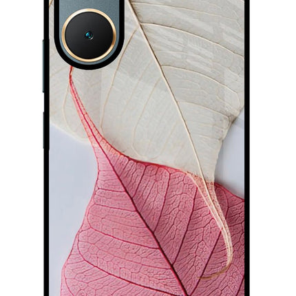 White Pink Leaf Vivo Y18/Y18e Glass Case