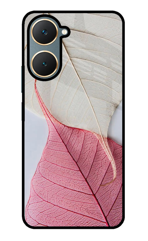 White Pink Leaf Vivo Y18/Y18e Glass Case