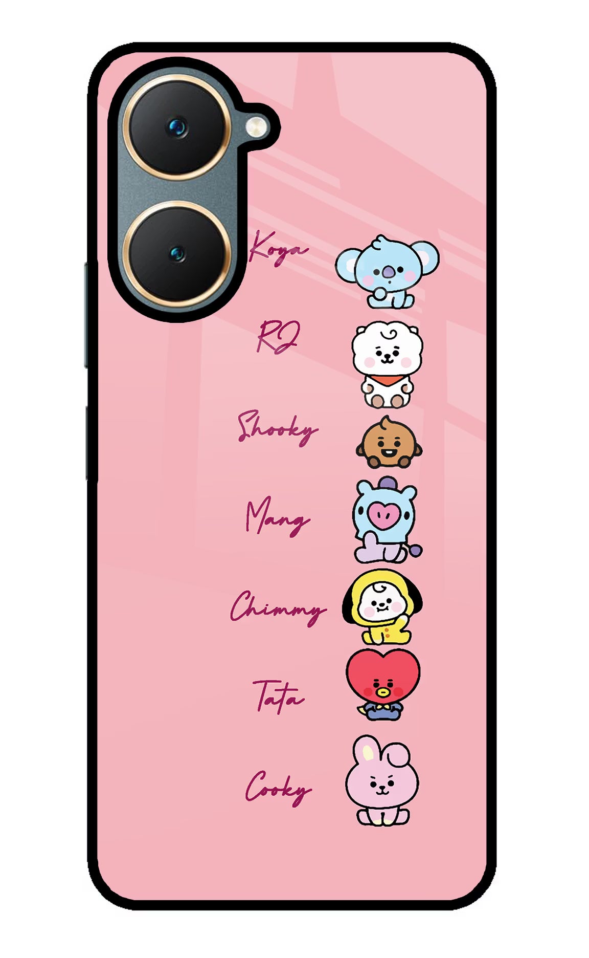 BTS names Vivo Y18/Y18e Glass Case Back Cover by Casekaro