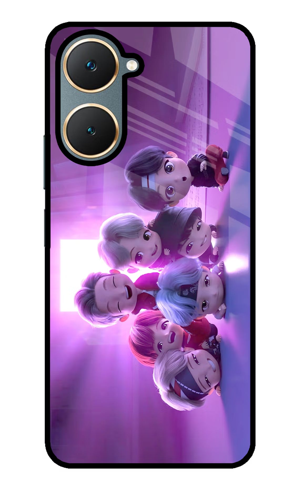 BTS Chibi Vivo Y18/Y18e Glass Case Back Cover by Casekaro