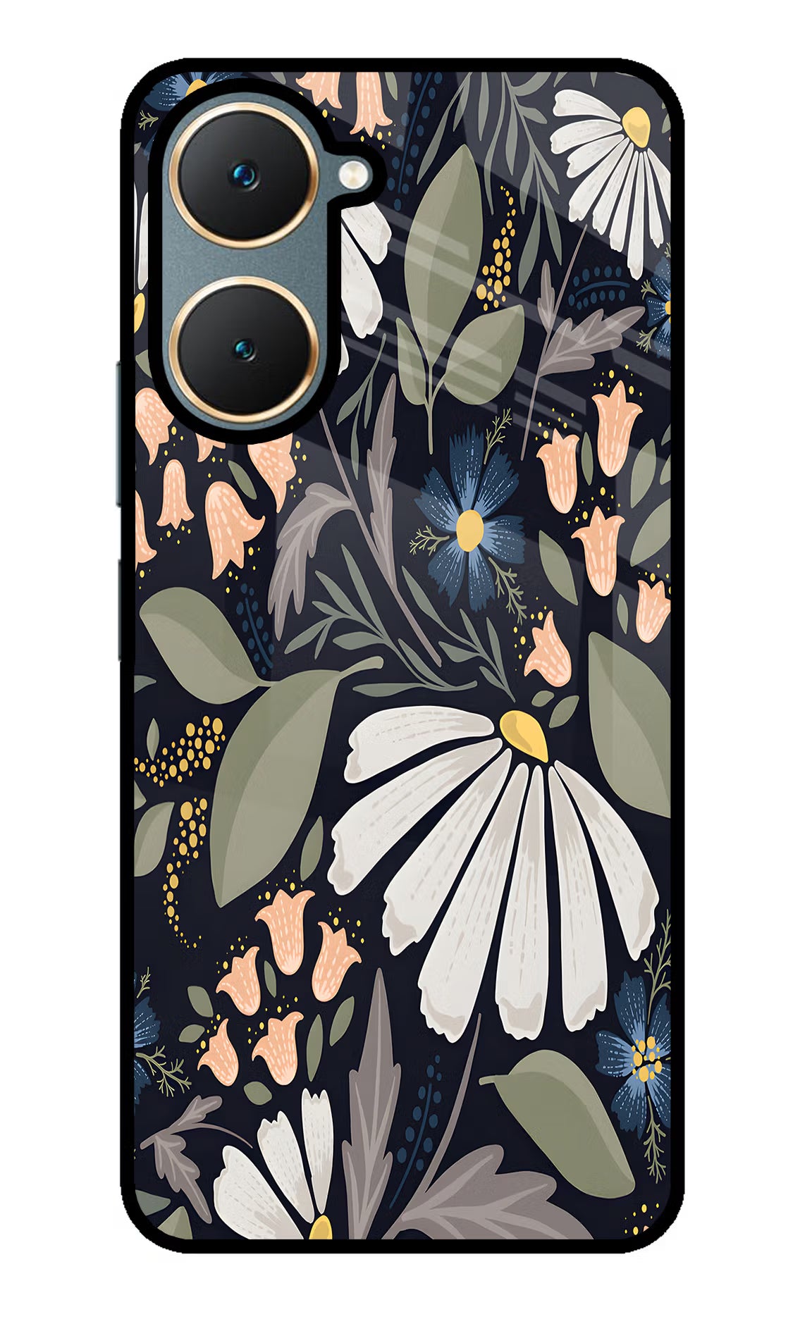 Flowers Art Vivo Y18/Y18e Glass Case Back Cover by Casekaro
