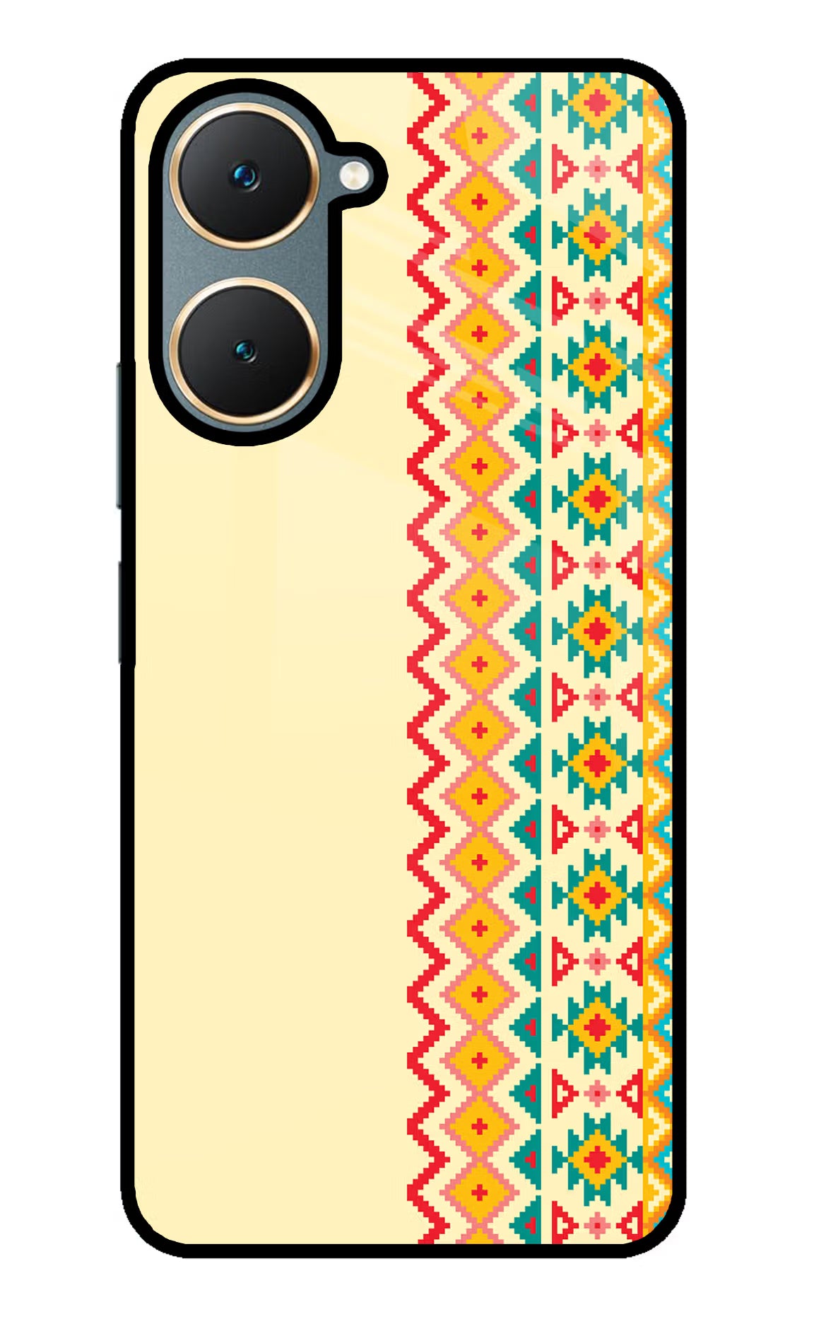 Ethnic Seamless Vivo Y18/Y18e Glass Case Back Cover by Casekaro