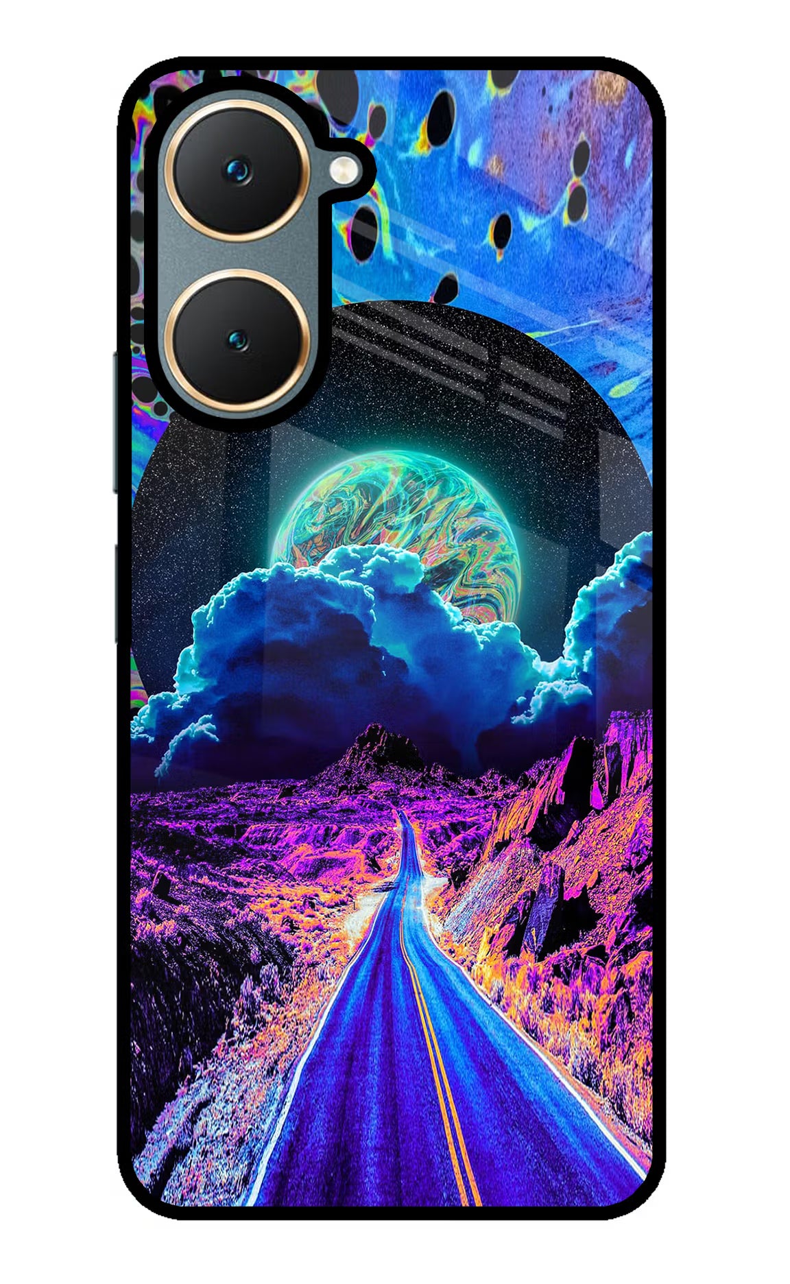 Psychedelic Painting Vivo Y18/Y18e Glass Case Back Cover by Casekaro