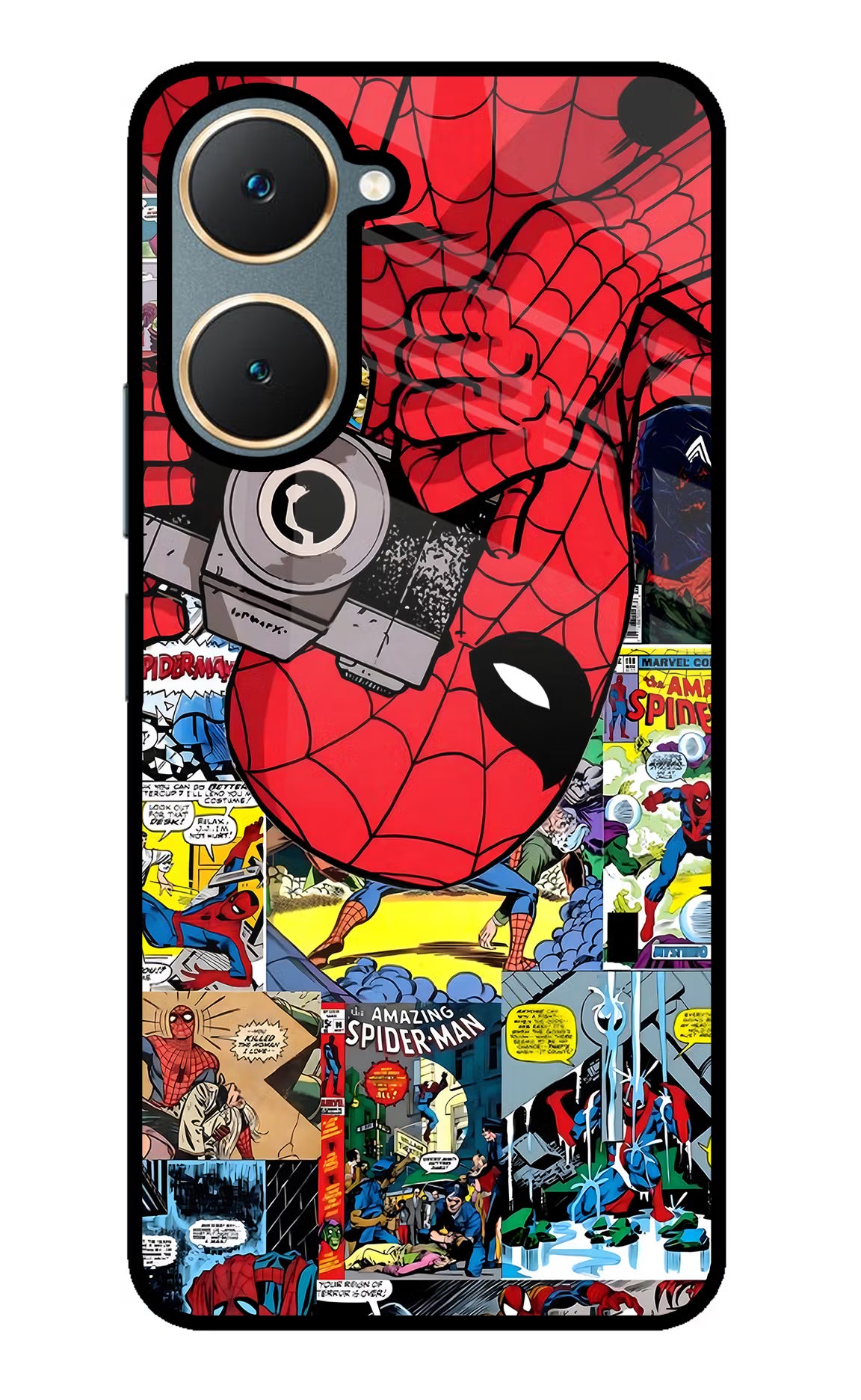 Spider Man Vivo Y18/Y18e Glass Case Back Cover by Casekaro
