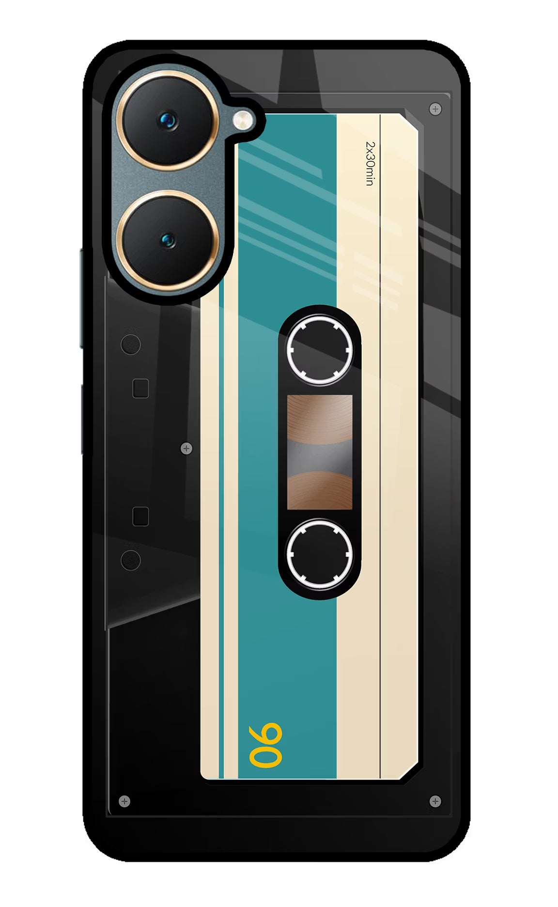 Cassette Vivo Y18/Y18e Glass Case Back Cover by Casekaro