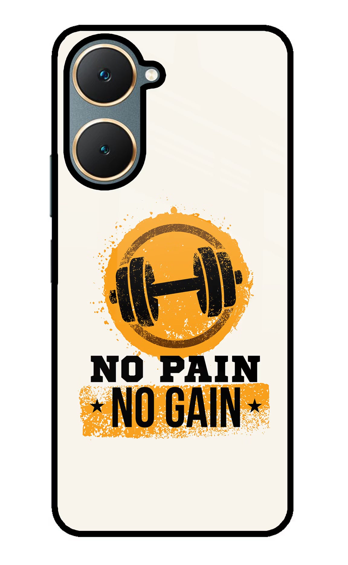 No Pain No Gain Vivo Y18/Y18e Glass Case Back Cover by Casekaro