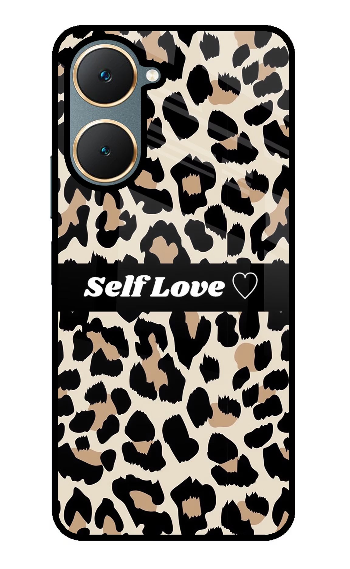 Leopard Print Self Love Vivo Y18/Y18e Glass Case Back Cover by Casekaro