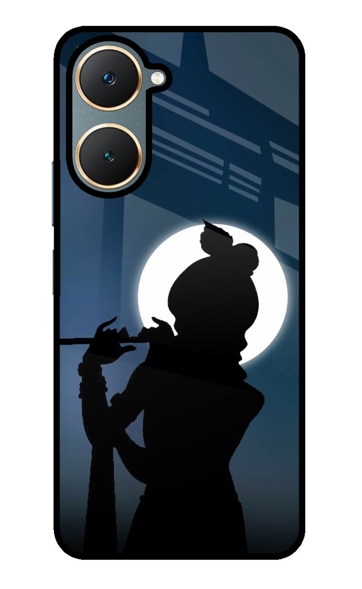 Shri Krishna Silhouette Vivo Y18/Y18e Glass Case Back Cover by Casekaro