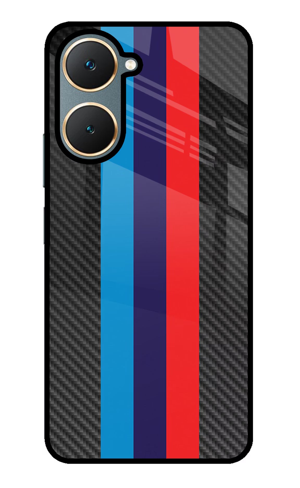 BMW Stripes Pattern Vivo Y18/Y18e Glass Case Back Cover by Casekaro