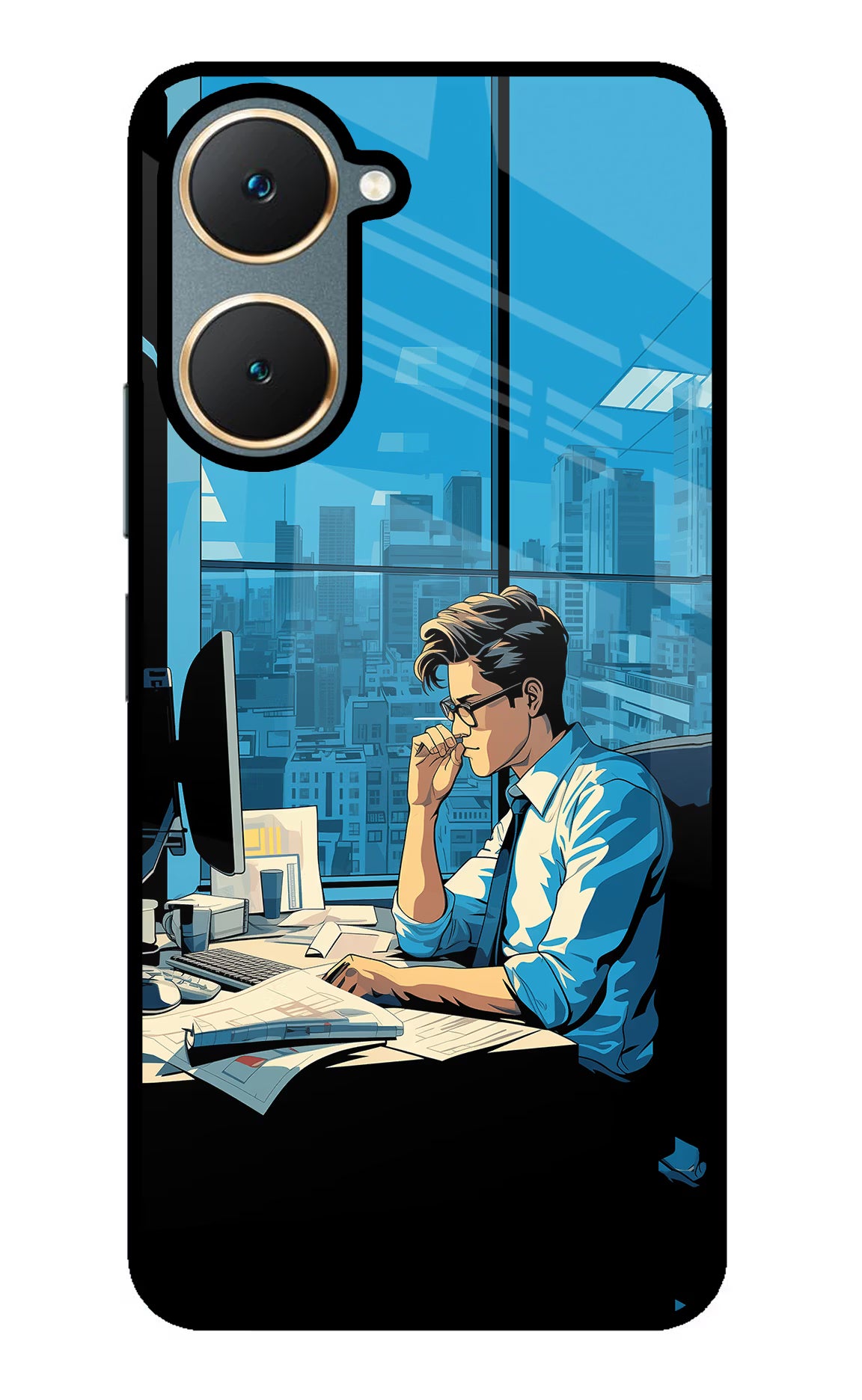Focused Hustler (AI Generated) Vivo Y18/Y18e Glass Case Back Cover by Casekaro