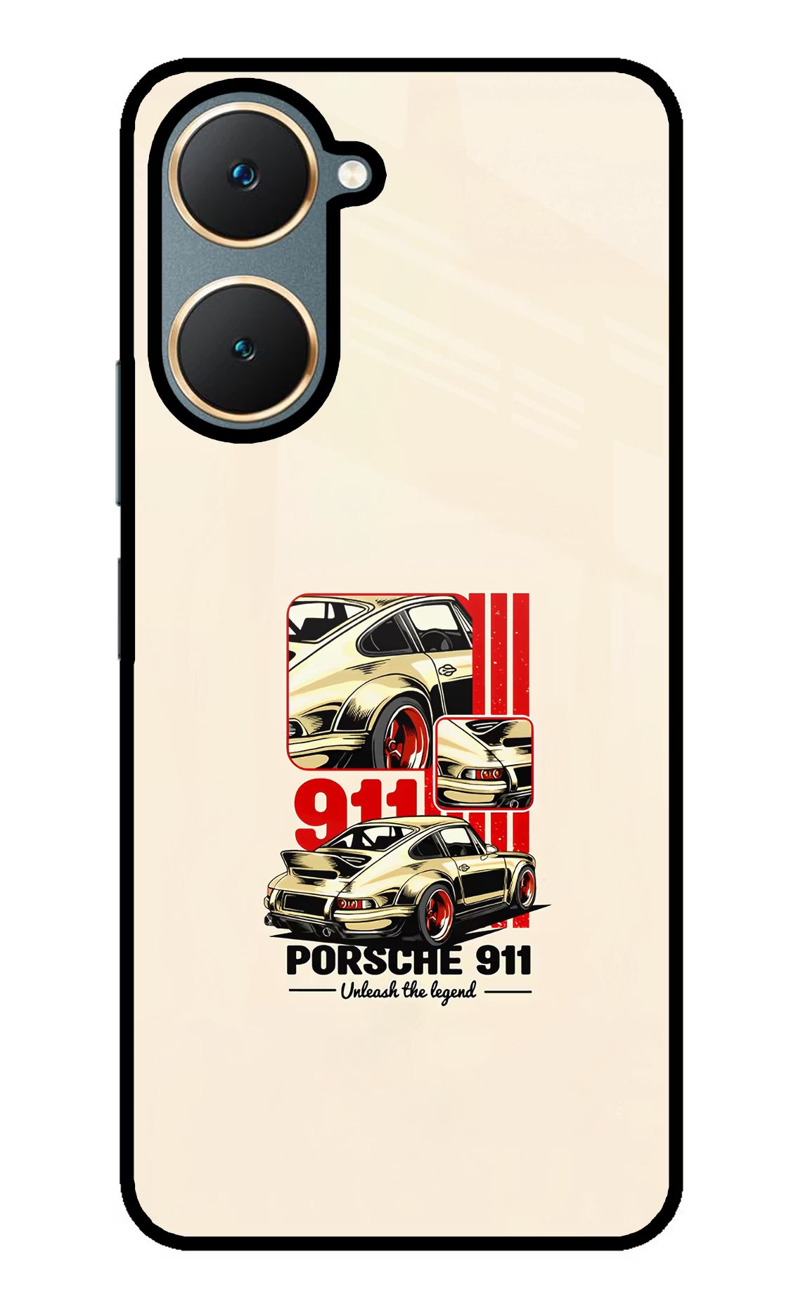 Classic Porsche 911 Vivo Y18/Y18e Glass Case Back Cover by Casekaro