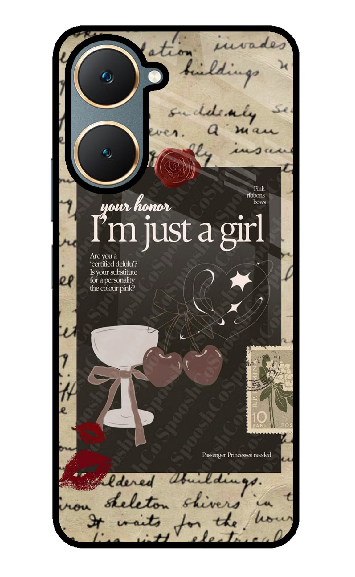 I am just a girl Vivo Y18/Y18e Glass Case Back Cover by Casekaro