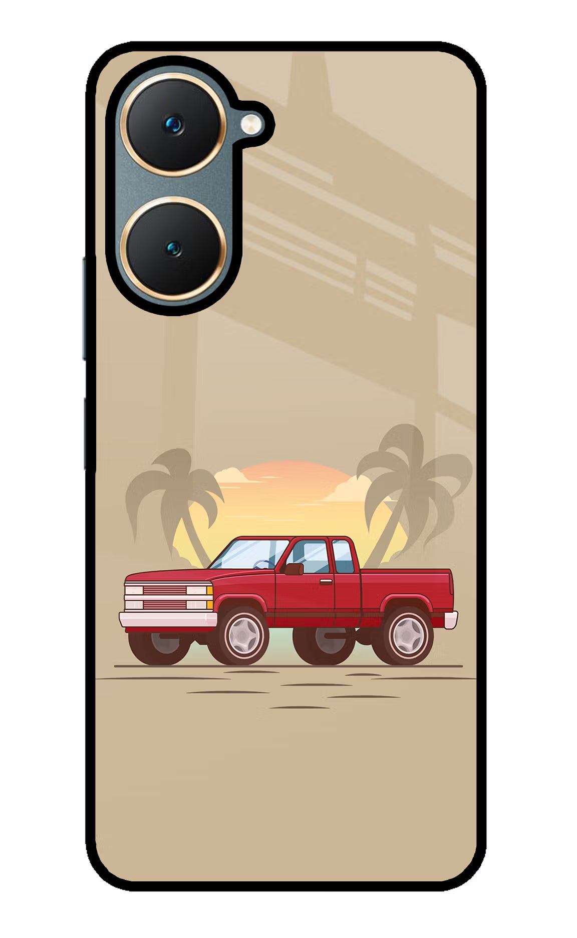 Desert Classic Drive Vivo Y18/Y18e Glass Case Back Cover by Casekaro