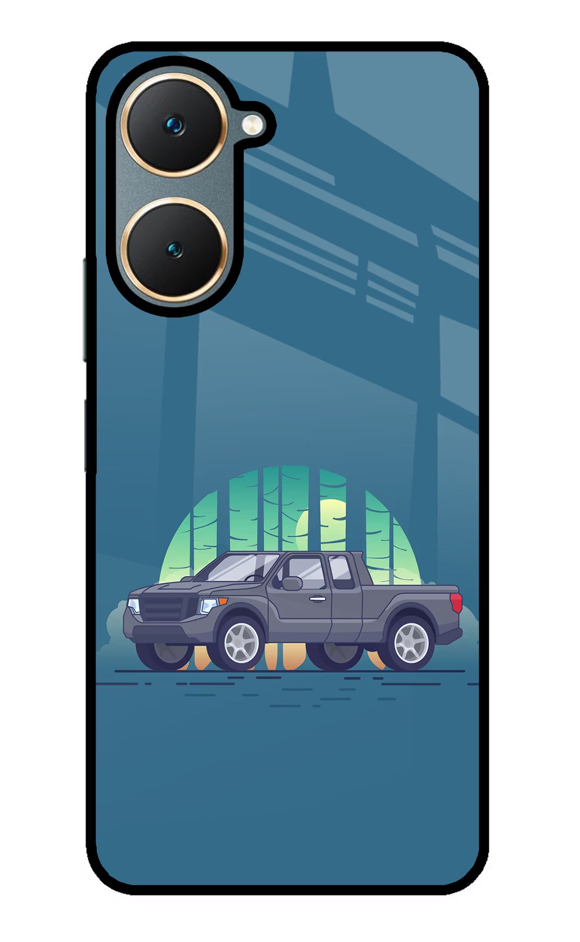 Retro Garage Vibe Vivo Y18/Y18e Glass Case Back Cover by Casekaro