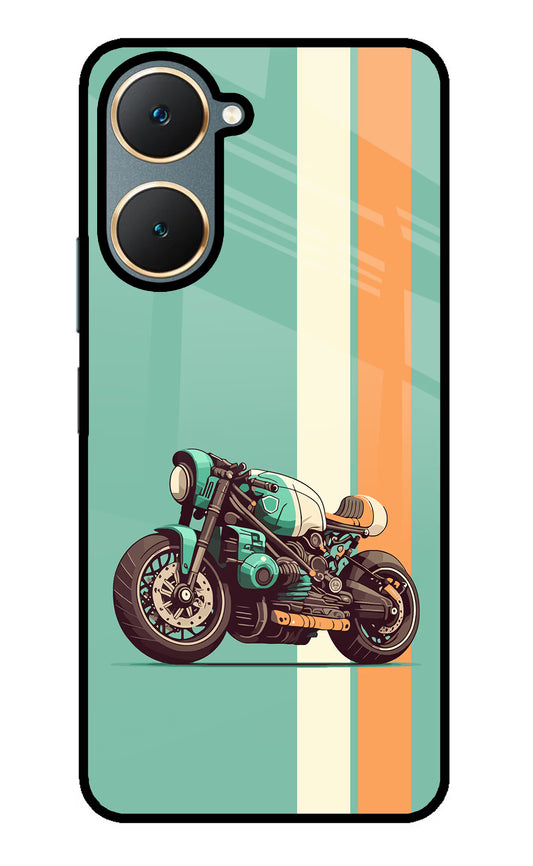 Striped Moto Drift Vivo Y18/Y18e Glass Case