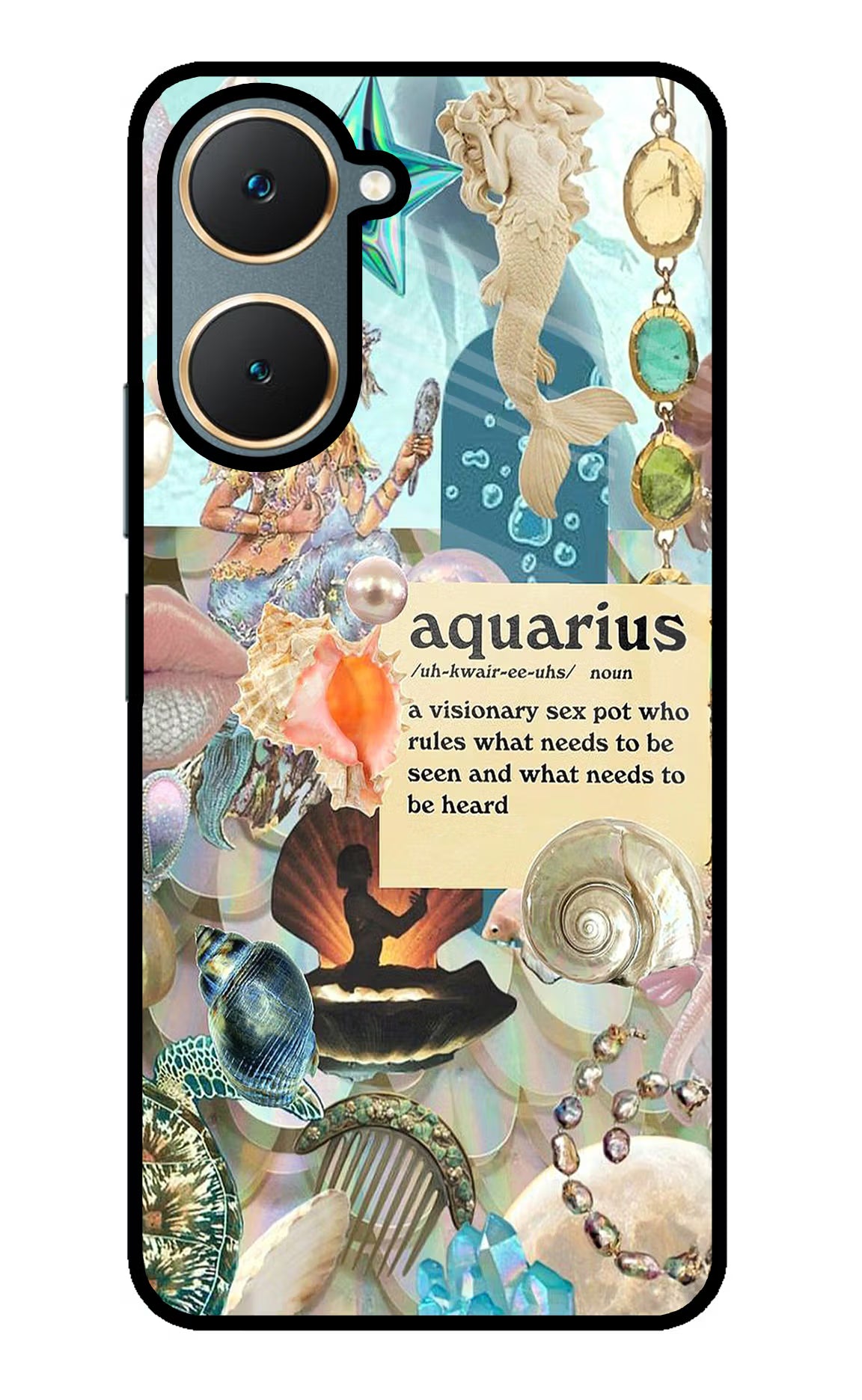 Aquarius Zodiac Vivo Y18/Y18e Glass Case Back Cover by Casekaro