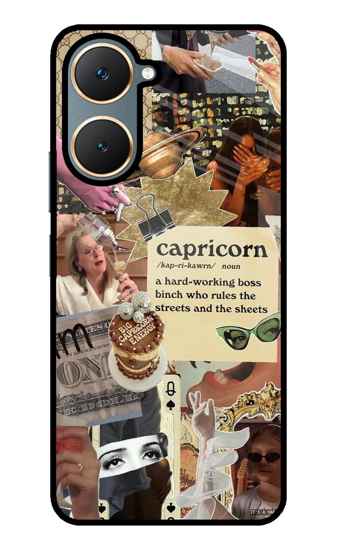 Capricorn Zodiac Vivo Y18/Y18e Glass Case Back Cover by Casekaro