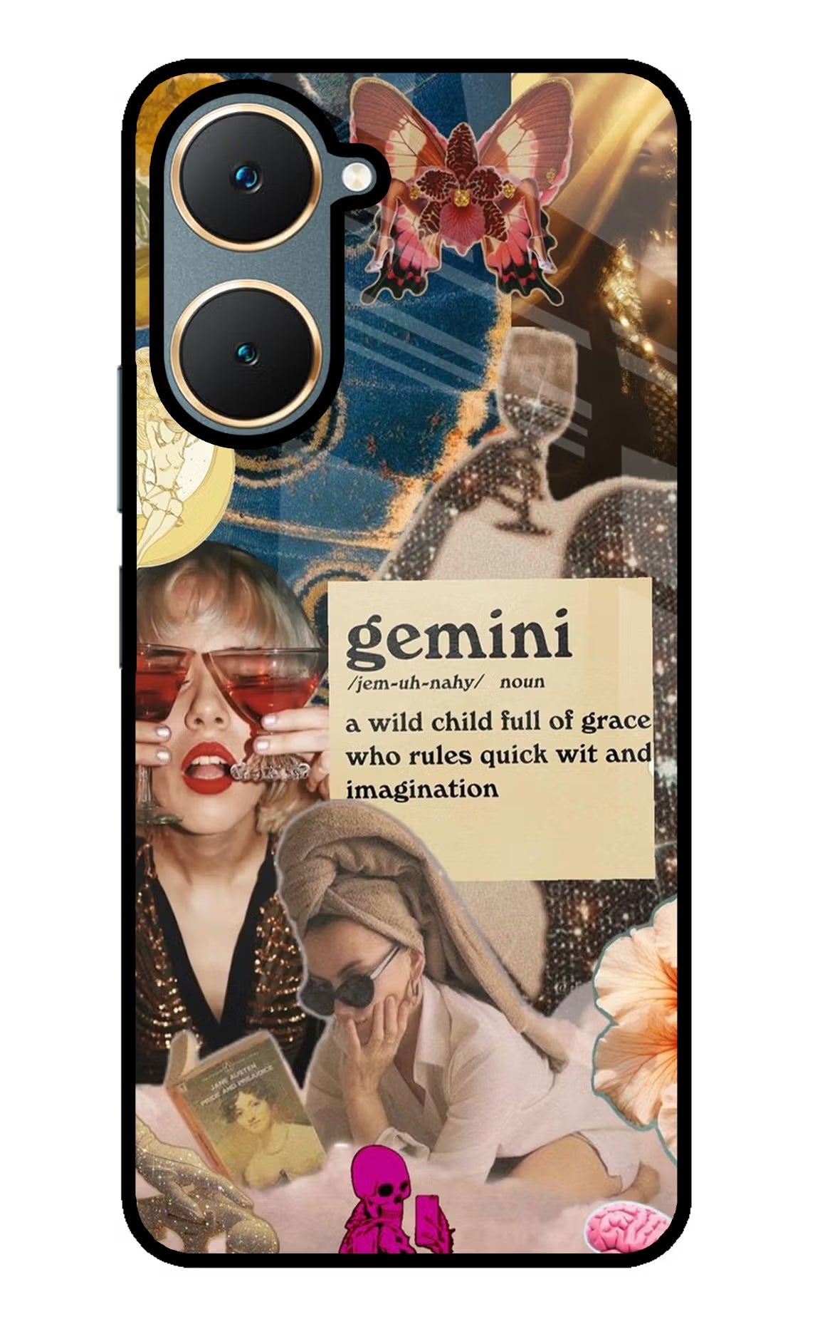 Gemini Zodiac Vivo Y18/Y18e Glass Case Back Cover by Casekaro