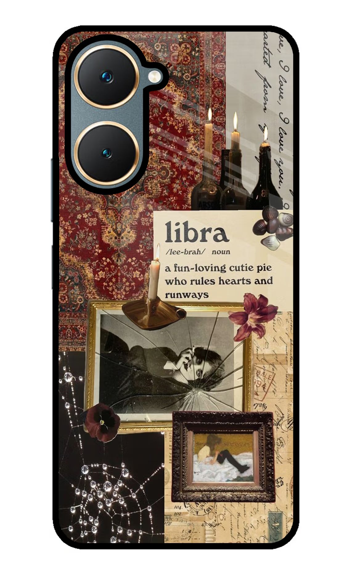 Libra Zodiac Vivo Y18/Y18e Glass Case Back Cover by Casekaro